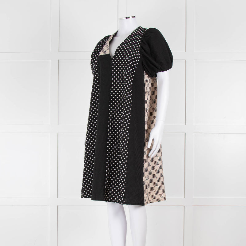 Baum Und Pferdgarten Black White Polka Dot Puff Sleeve Dress