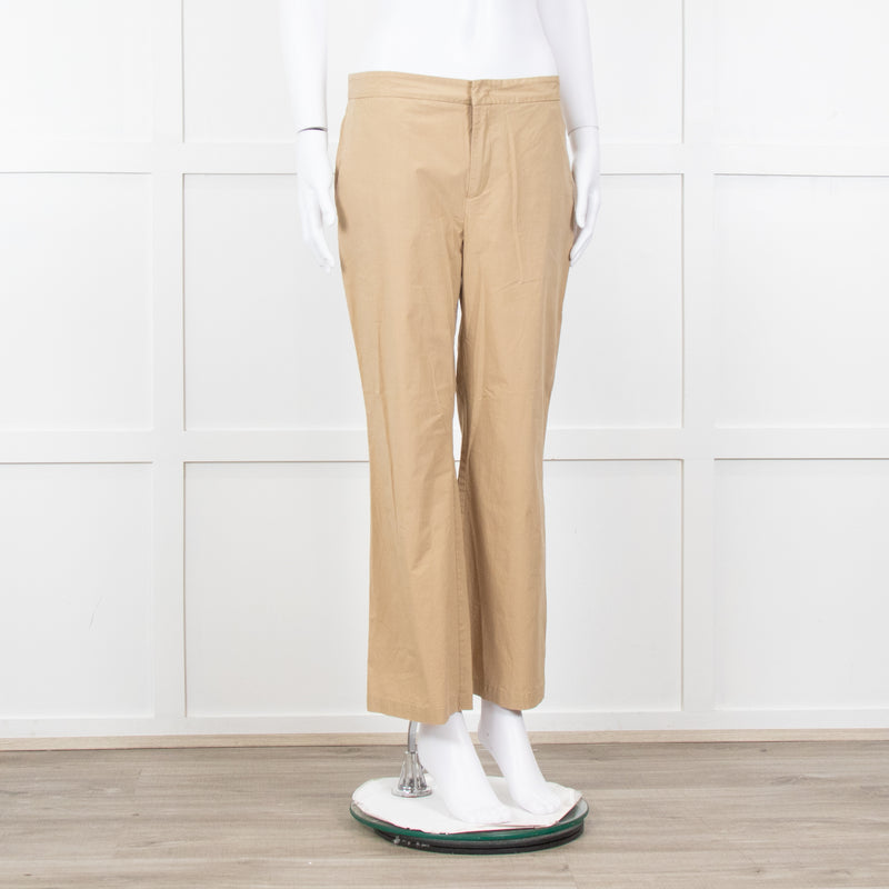 Twinset Beige Cotton Straight Leg Trousers