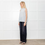 Brunello Cuccinelli Pale Blue Silk Sleeveless Top Crystal Neck