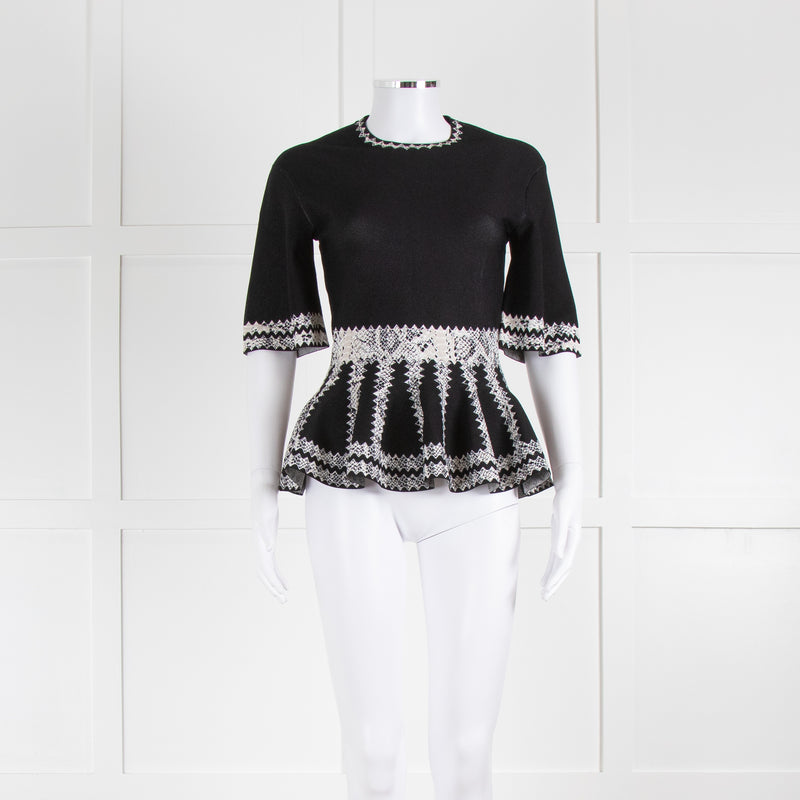 Alexander McQueen Black Peplum Waist Top