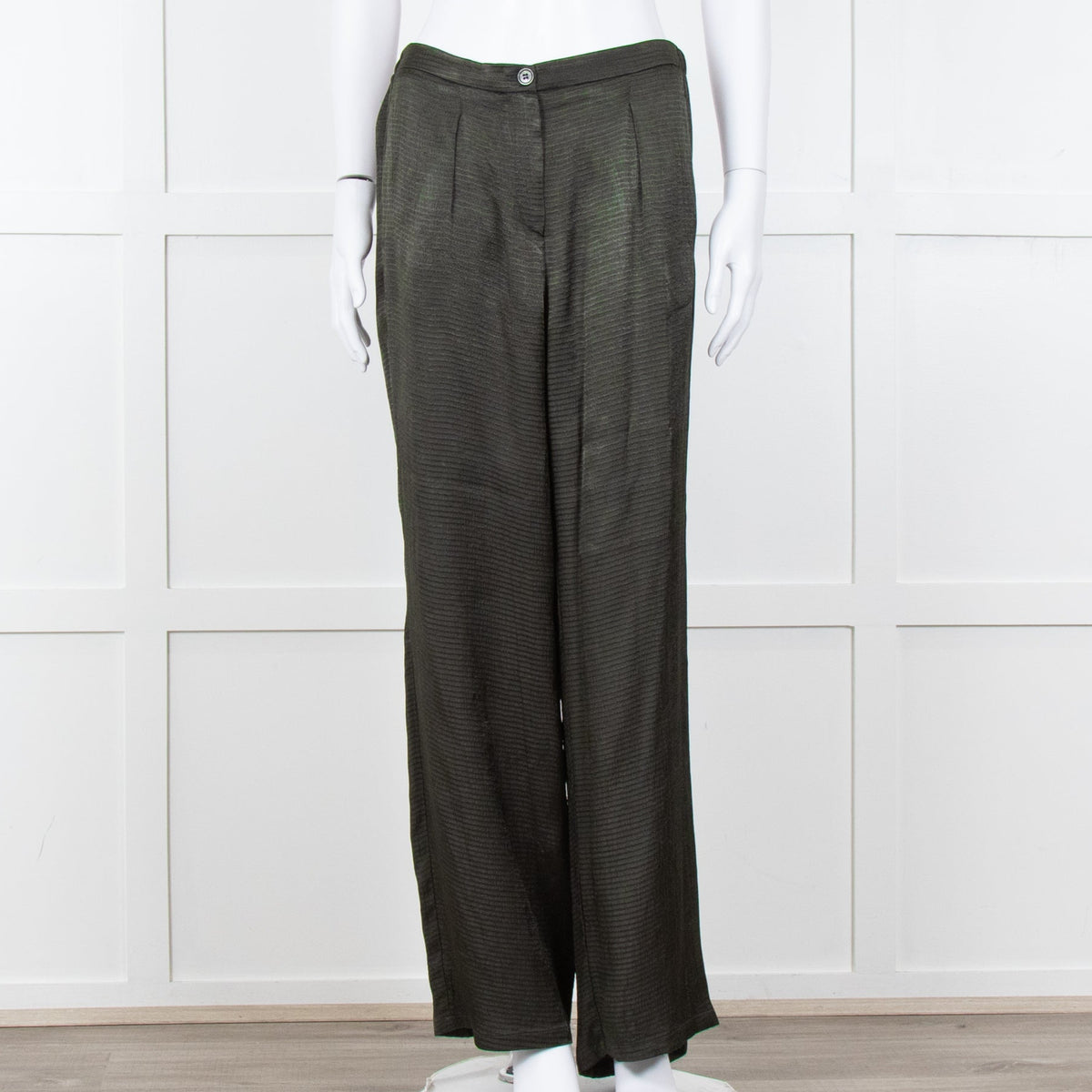 American Vintage Dark Green Satin Wide Trousers