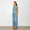 Missoni Turquoise Blue Cream Brown Knitted Sleeveless Top
