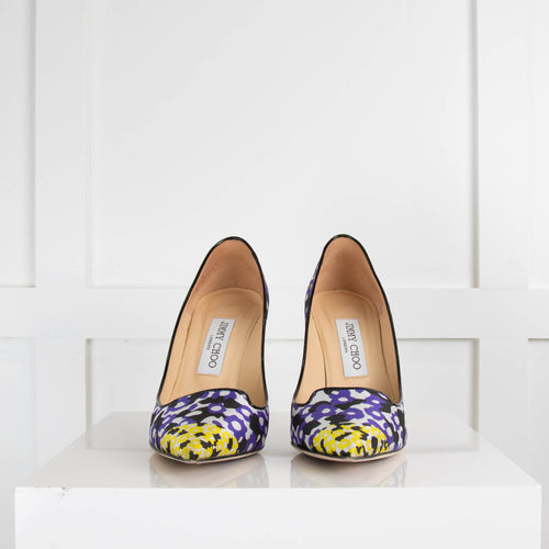 Jimmy Choo Purple & Yellow Animal Print High Heel Shoe