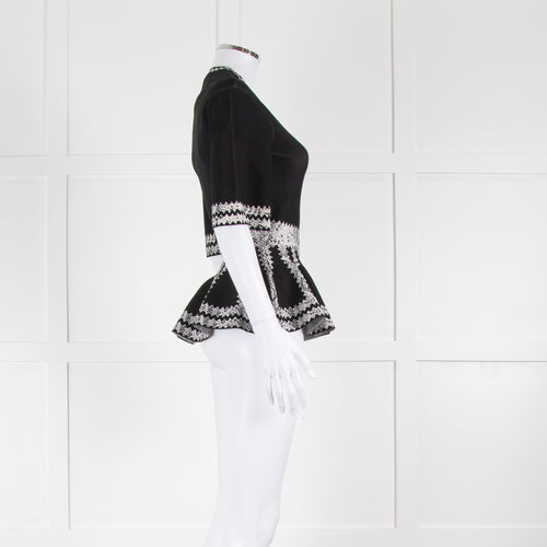 Alexander McQueen Black Peplum Waist Top