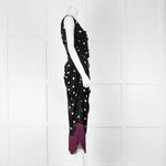 Dolce & Gabbana Black Polka Dot Purple Fringe Sleeveless Dress