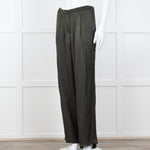 American Vintage Dark Green Satin Wide Trousers