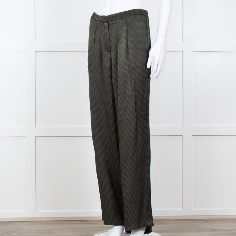 American Vintage Dark Green Satin Wide Trousers