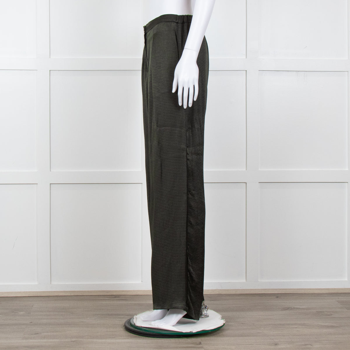 American Vintage Dark Green Satin Wide Trousers