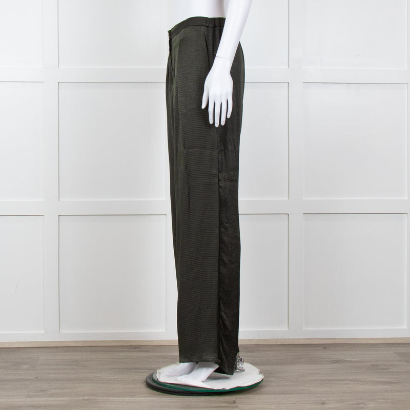 American Vintage Dark Green Satin Wide Trousers