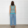Missoni Turquoise Blue Cream Brown Knitted Sleeveless Top