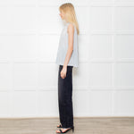 Brunello Cuccinelli Pale Blue Silk Sleeveless Top Crystal Neck