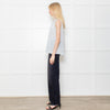 Brunello Cuccinelli Pale Blue Silk Sleeveless Top Crystal Neck