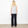 Brunello Cuccinelli Pale Blue Silk Sleeveless Top Crystal Neck