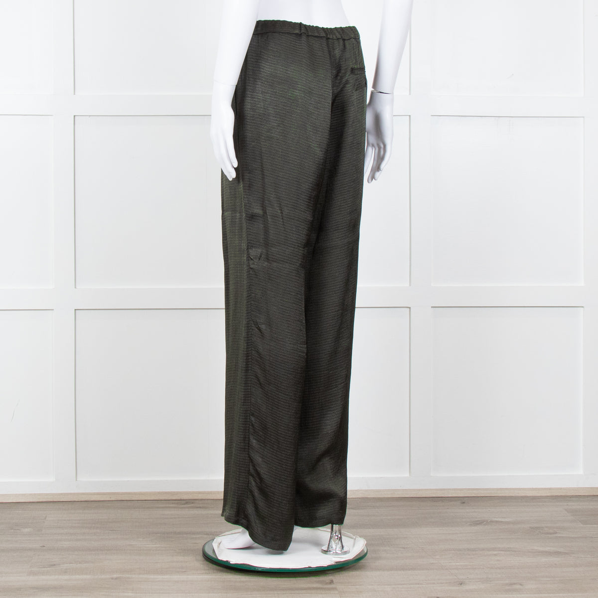 American Vintage Dark Green Satin Wide Trousers