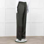 American Vintage Dark Green Satin Wide Trousers