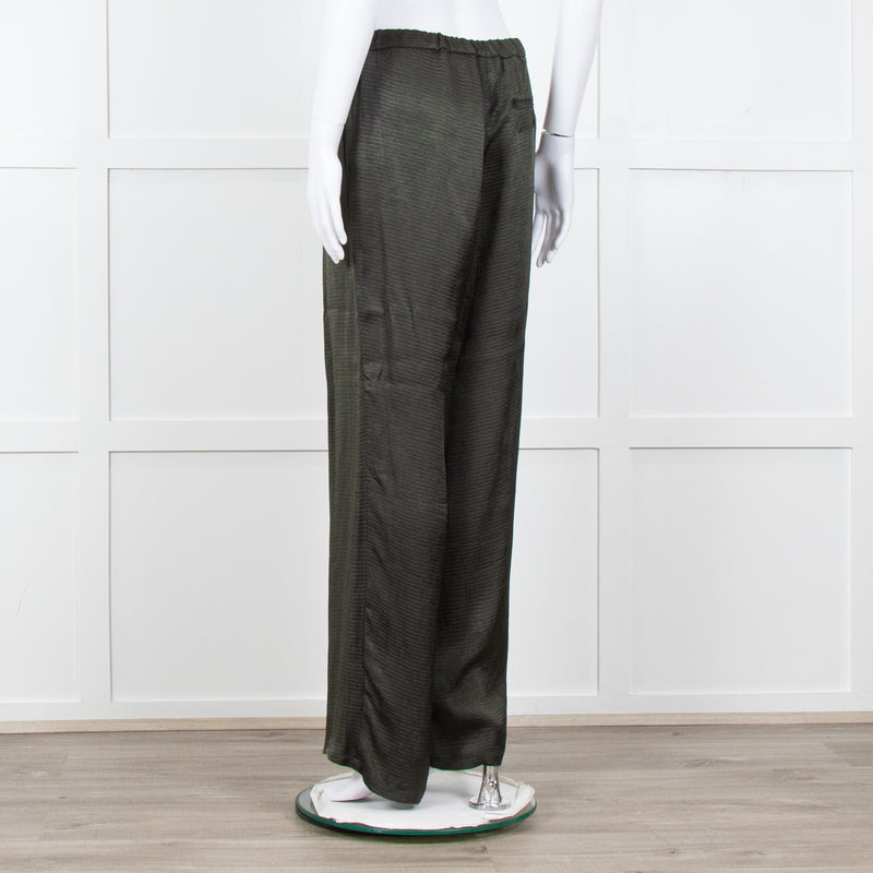 American Vintage Dark Green Satin Wide Trousers
