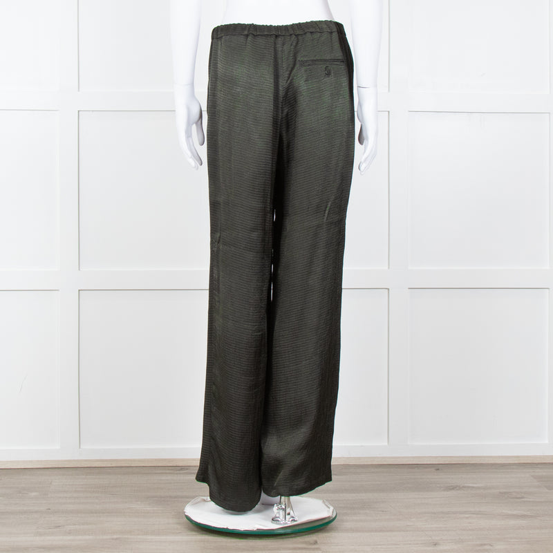 American Vintage Dark Green Satin Wide Trousers