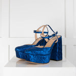 Di Minno 'Dance With Me' Blue Iridescent Fabric Platform Shoes