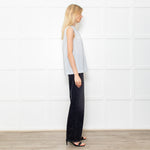 Brunello Cuccinelli Pale Blue Silk Sleeveless Top Crystal Neck