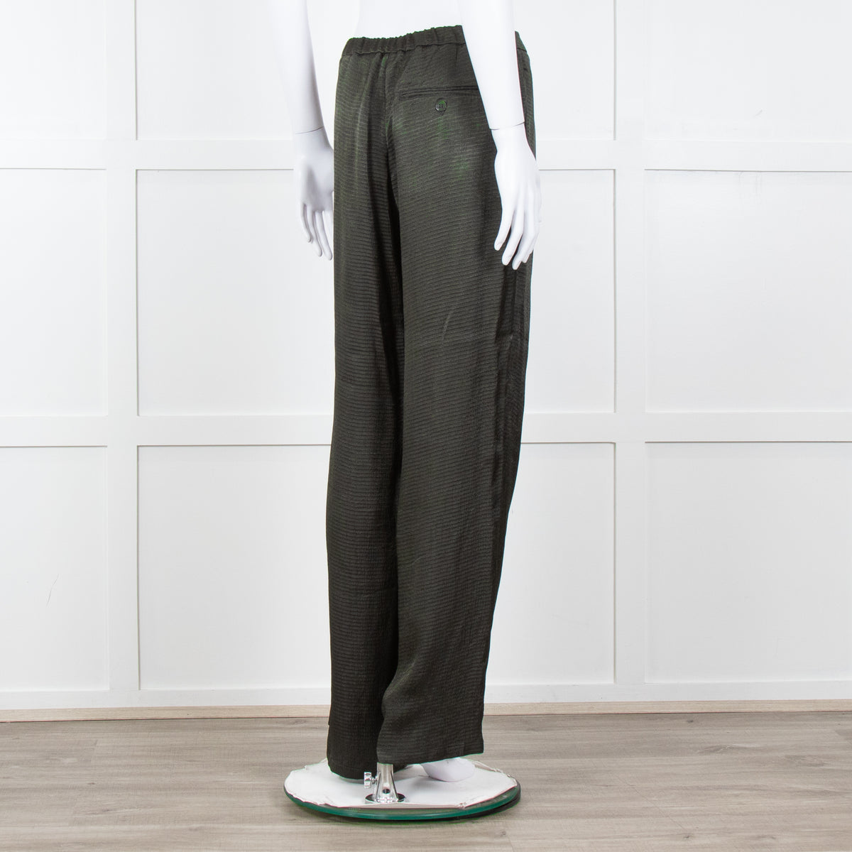 American Vintage Dark Green Satin Wide Trousers