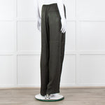 American Vintage Dark Green Satin Wide Trousers