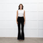 Essentiel Antwerp Black Ribbed Flared Leggings