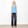 Amina Rubinacci Blue Silk Camisole With Sequin Neckline