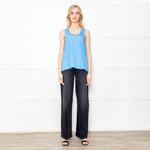 Amina Rubinacci Blue Silk Camisole With Sequin Neckline