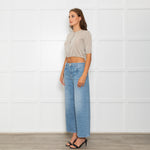 D. Exterior Neutral Silver Lurex Knitted Cropped Cardigan