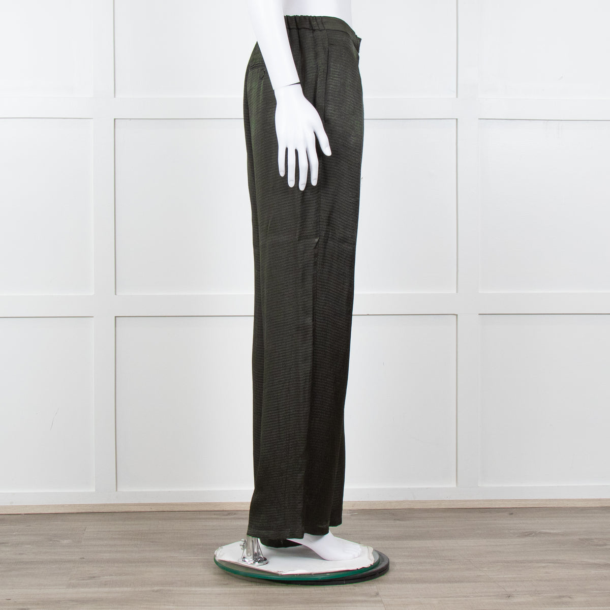 American Vintage Dark Green Satin Wide Trousers