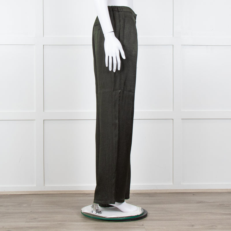 American Vintage Dark Green Satin Wide Trousers