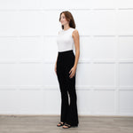 Essentiel Antwerp Black Ribbed Flared Leggings