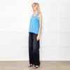 Amina Rubinacci Blue Silk Camisole With Sequin Neckline