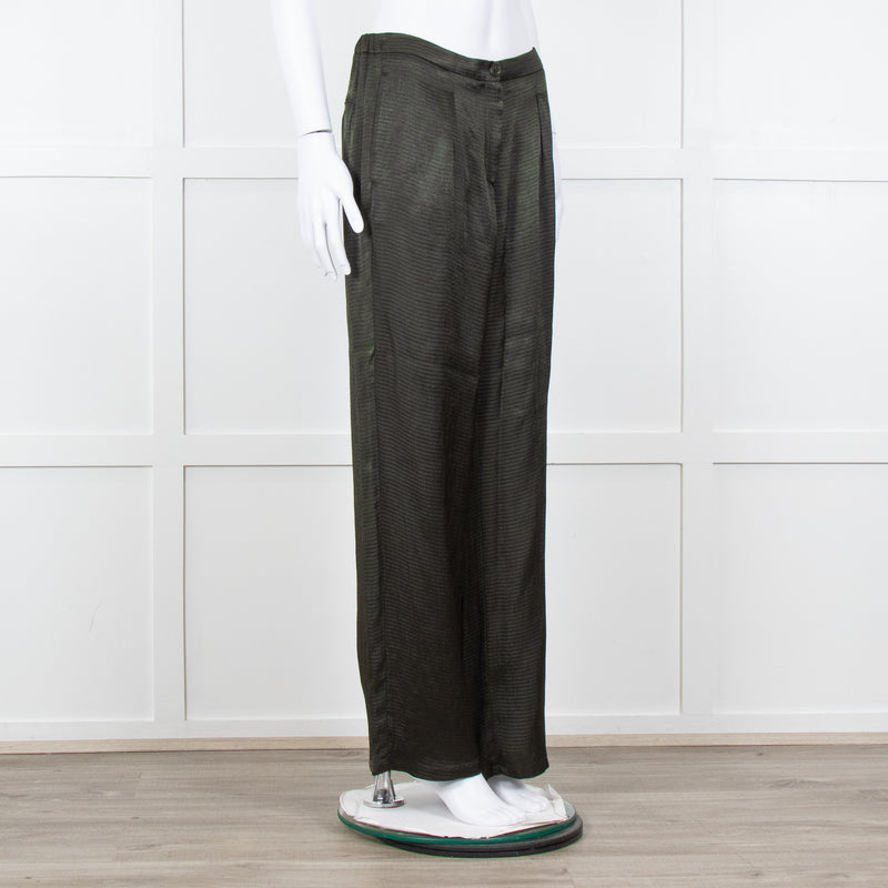 American Vintage Dark Green Satin Wide Trousers