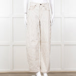 Me + Em Cream Black Stripe Barrel Jean
