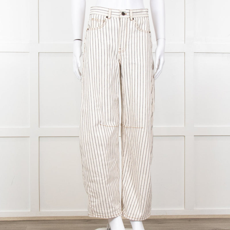 Me + Em Cream Black Stripe Barrel Jean