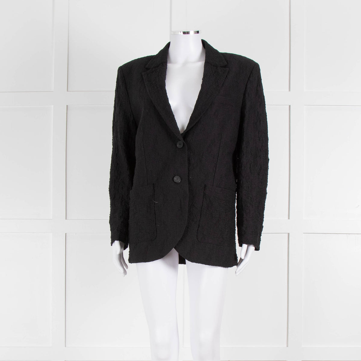 Harris Wharf London Black Textured Cotton Blend Oversized Blazer