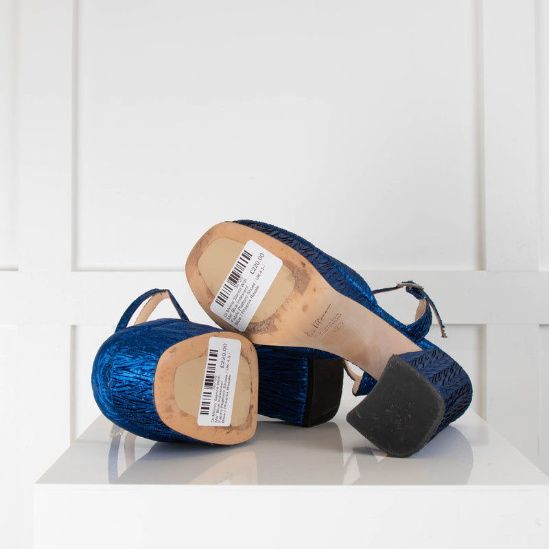 Di Minno 'Dance With Me' Blue Iridescent Fabric Platform Shoes