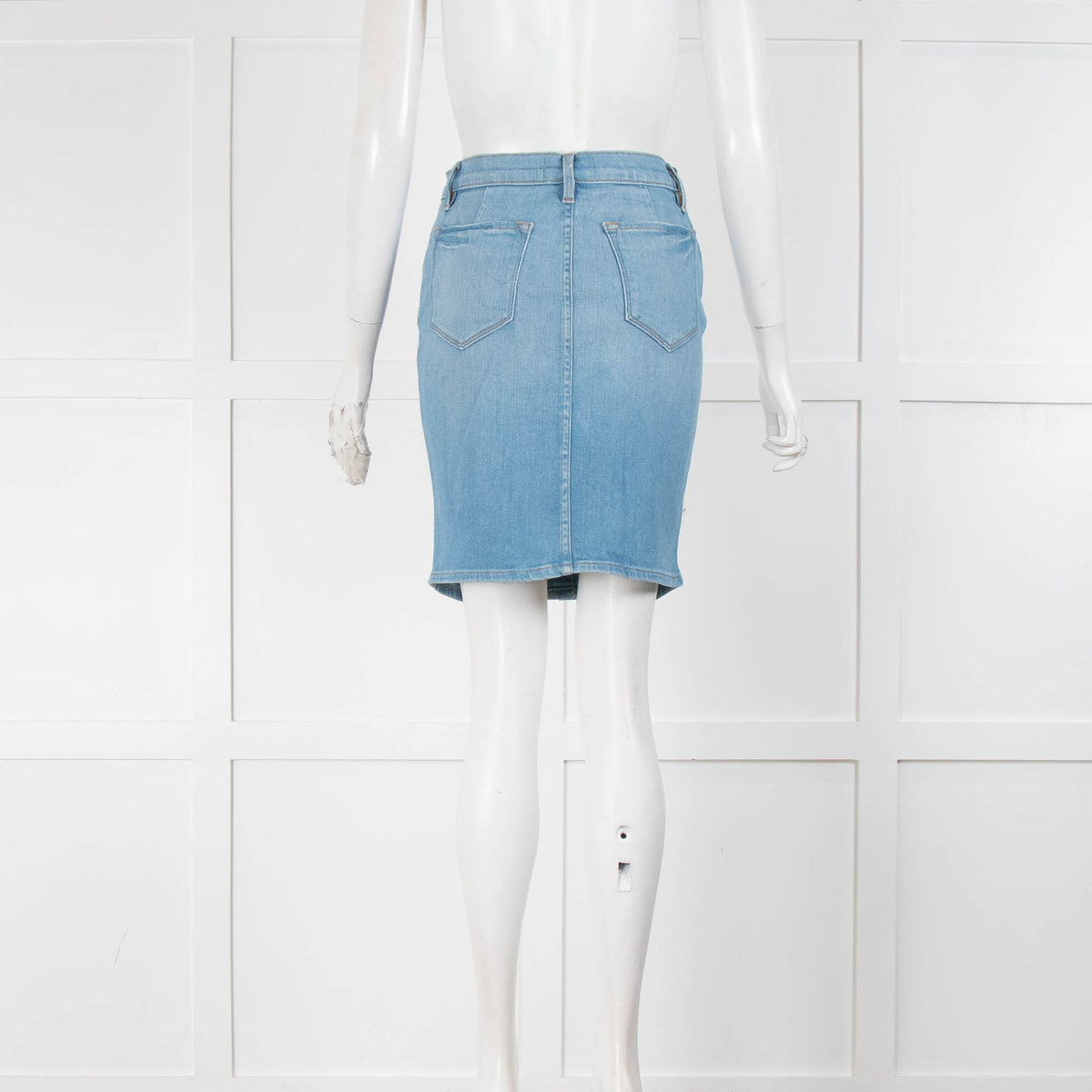 Frame Pale Blue Gold Button Down Denim Mini Skirt