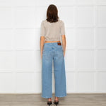 D. Exterior Neutral Silver Lurex Knitted Cropped Cardigan