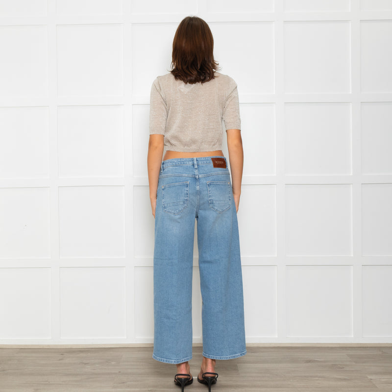 D. Exterior Neutral Silver Lurex Knitted Cropped Cardigan