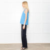 Amina Rubinacci Blue Silk Camisole With Sequin Neckline