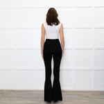 Essentiel Antwerp Black Ribbed Flared Leggings