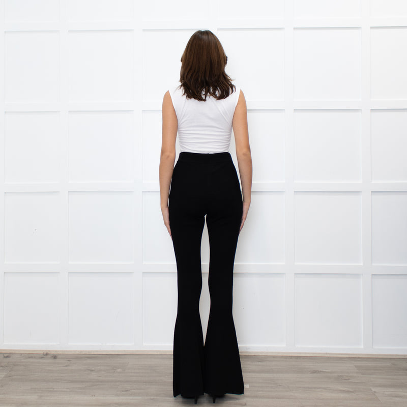 Essentiel Antwerp Black Ribbed Flared Leggings