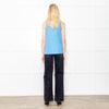 Amina Rubinacci Blue Silk Camisole With Sequin Neckline