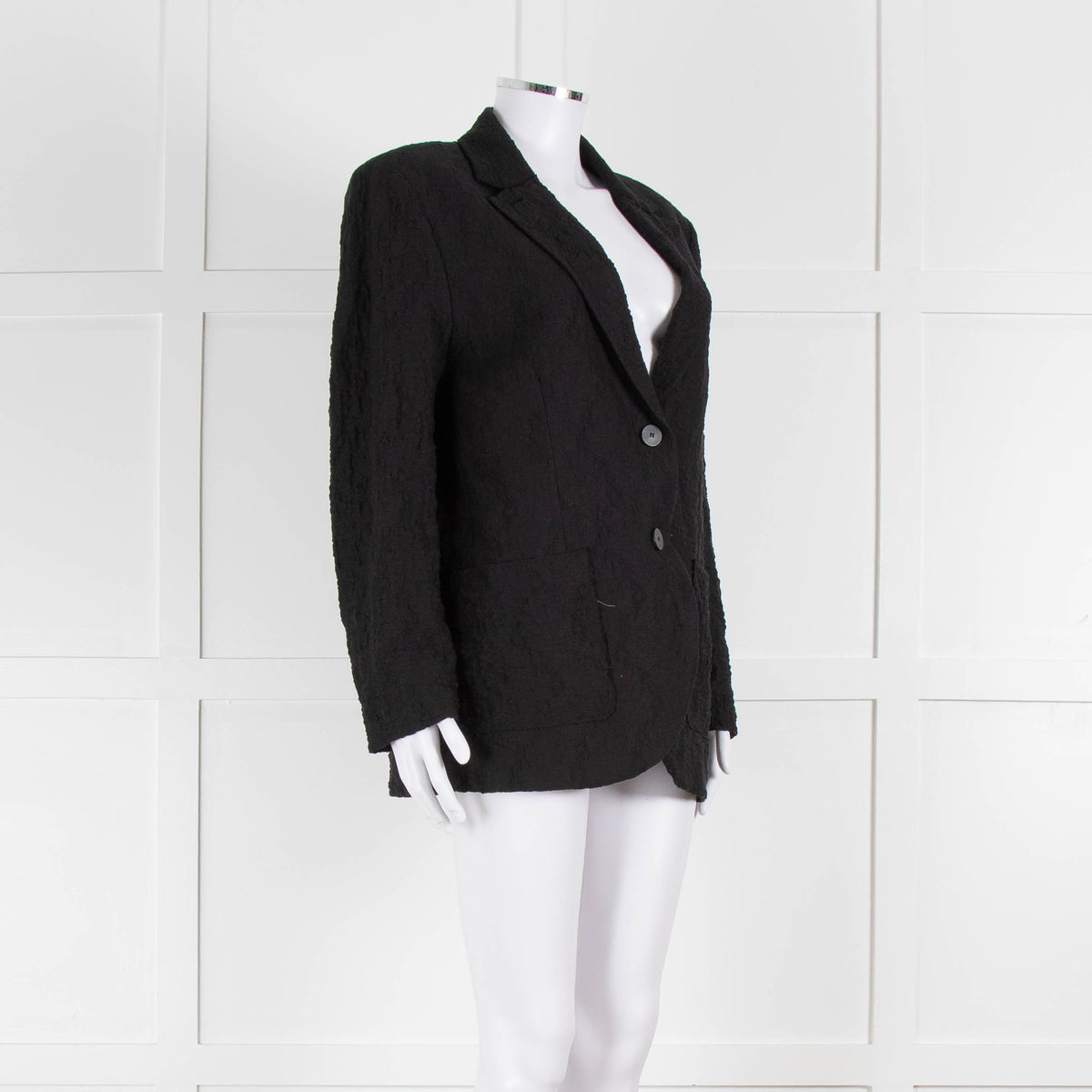 Harris Wharf London Black Textured Cotton Blend Oversized Blazer