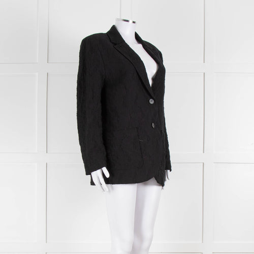 Harris Wharf London Black Textured Cotton Blend Oversized Blazer