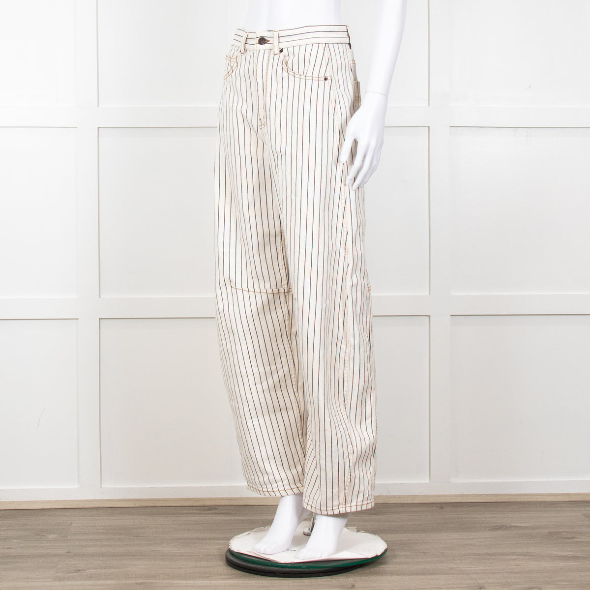 Me + Em Cream Black Stripe Barrel Jean