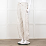 Me + Em Cream Black Stripe Barrel Jean