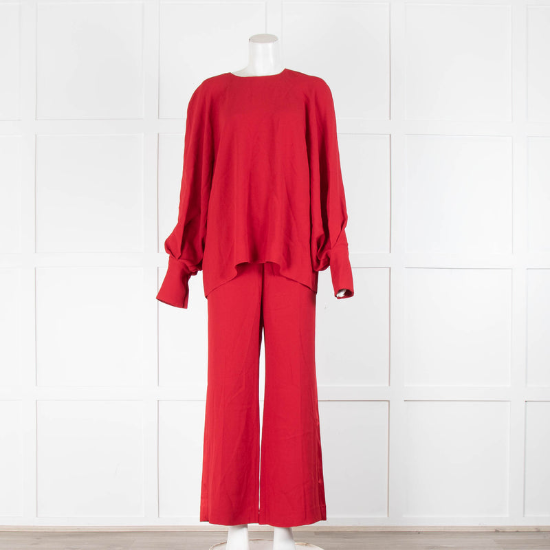 Maison Rabih Kayrouz Red Wide Leg Trousers